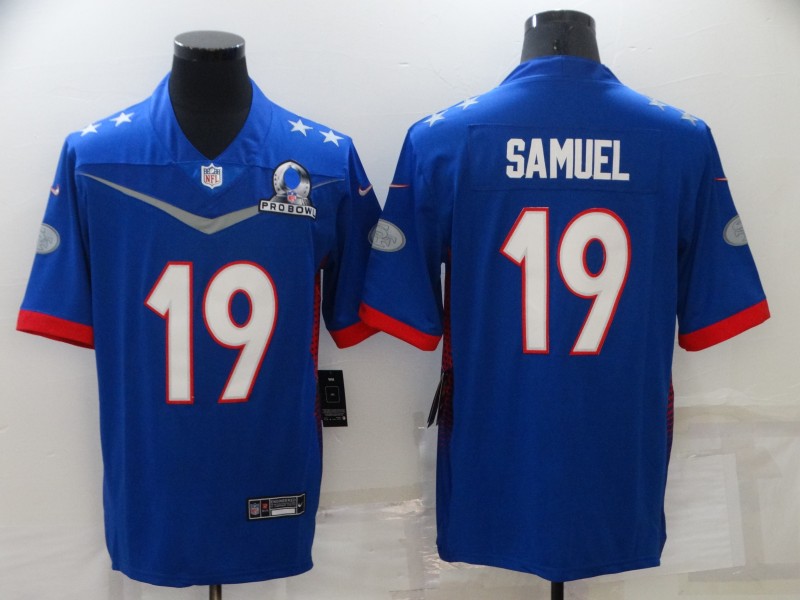 Men San Francisco 49ers 19 Samuel Blue Nike 2022 All star Pro bowl Limited NFL Jersey